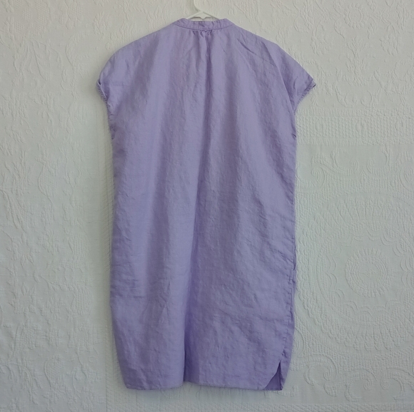 Ralph Lauren Lavender Linen Tunic Dress Purple Button Down Cap Sleeve Pockets 12 - Picture 14 of 15